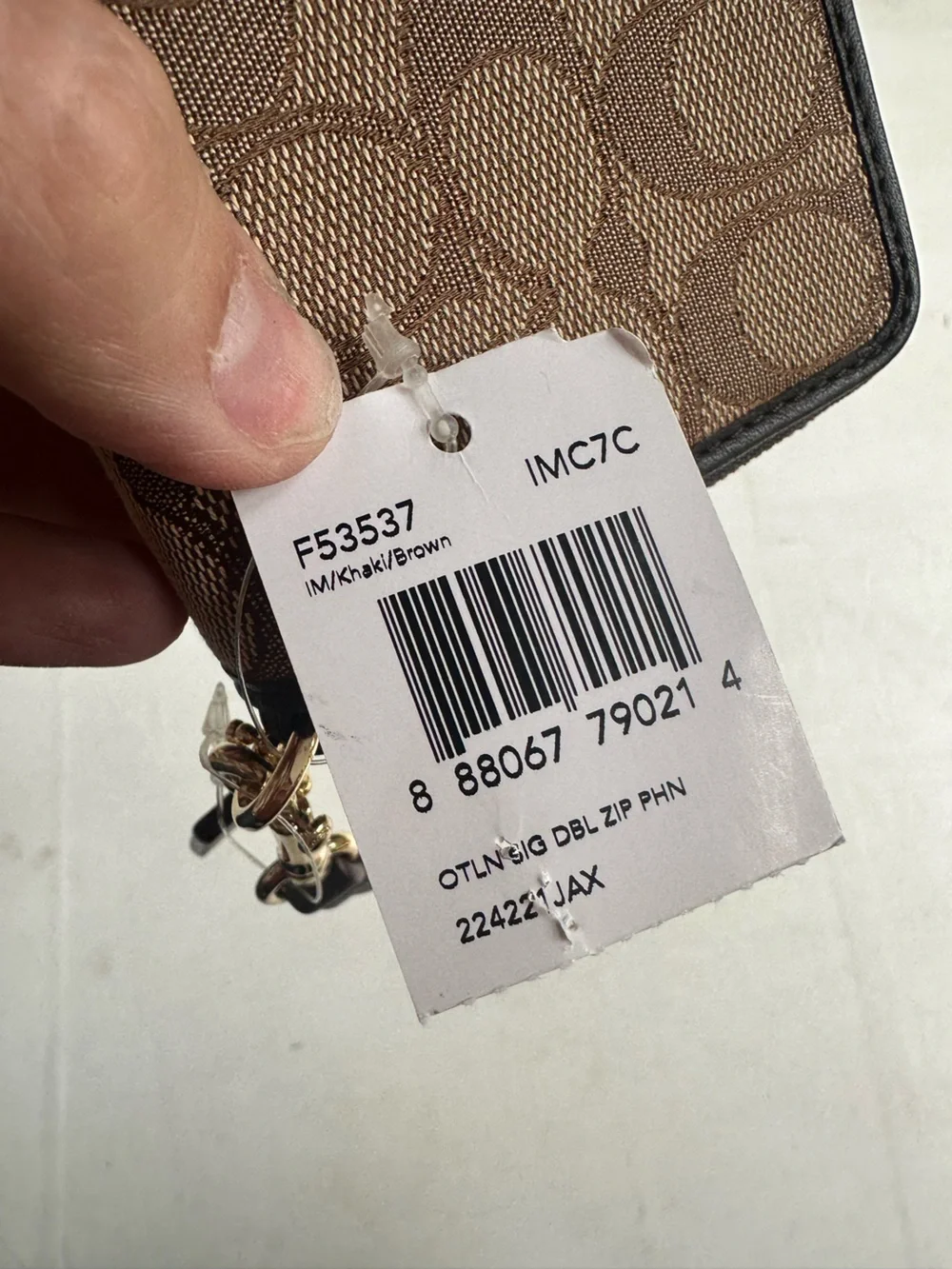 NWT Coach Brown Signature Canvas Wallet with Dark Brown Trim